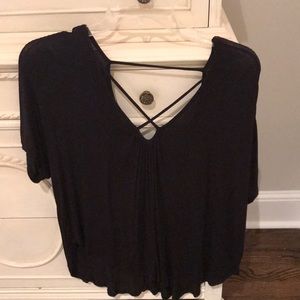 Black criss-cross t-shirt